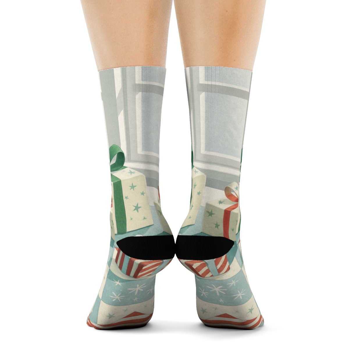 Winter Giftwrap Starfield Quilt unique printed socks