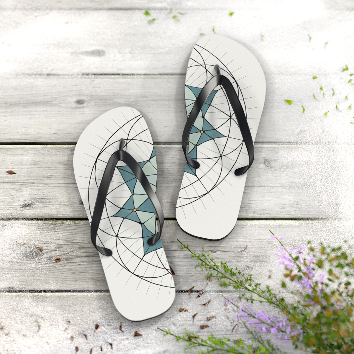 Orbital Lattice Halo trendy printed flip flops