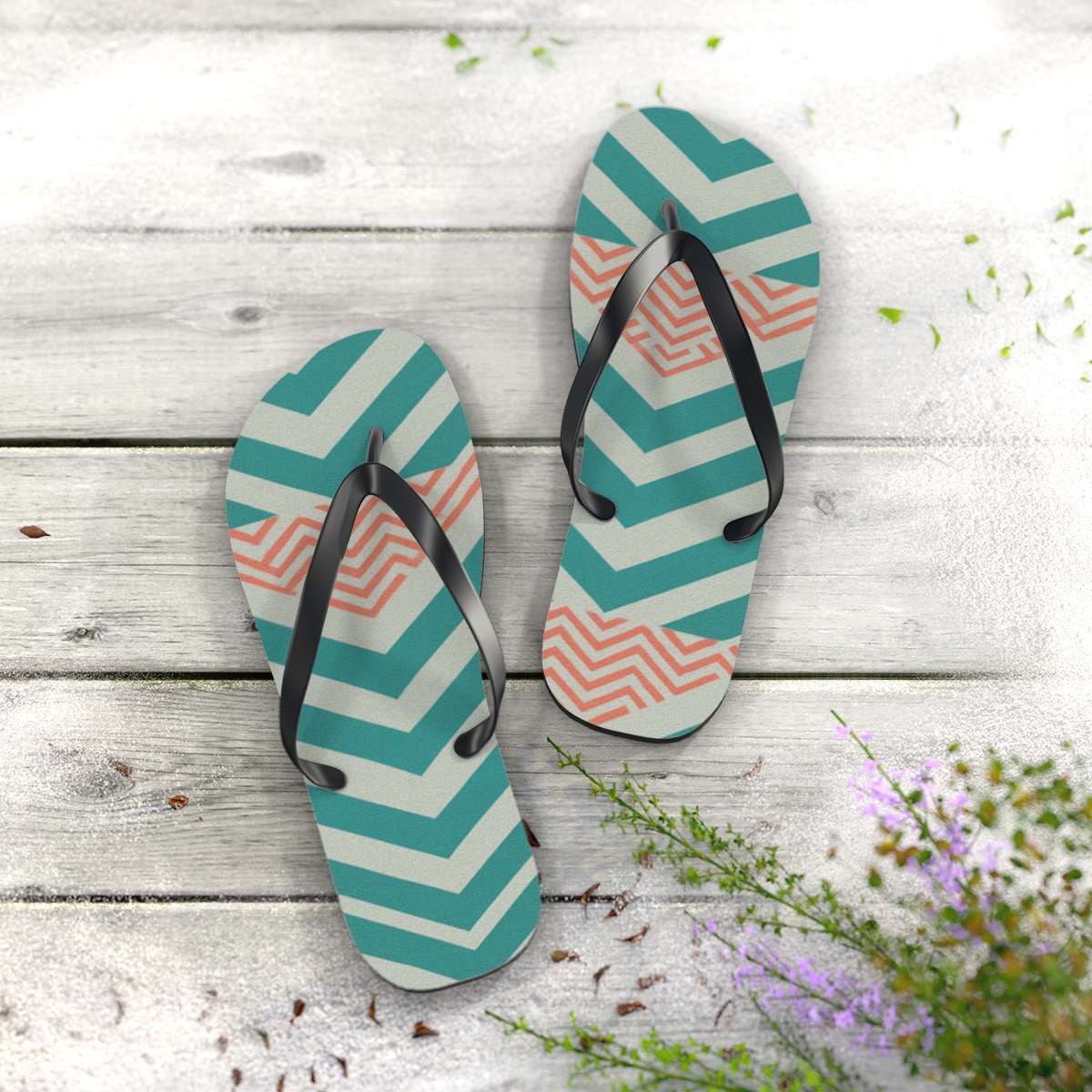 Oscillating Chevron Mosaic unique graphic flip flops