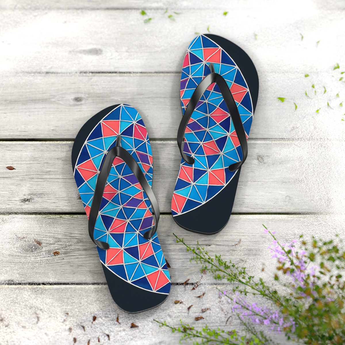 Prismatic Ring Mosaic comfortable casual flip flops