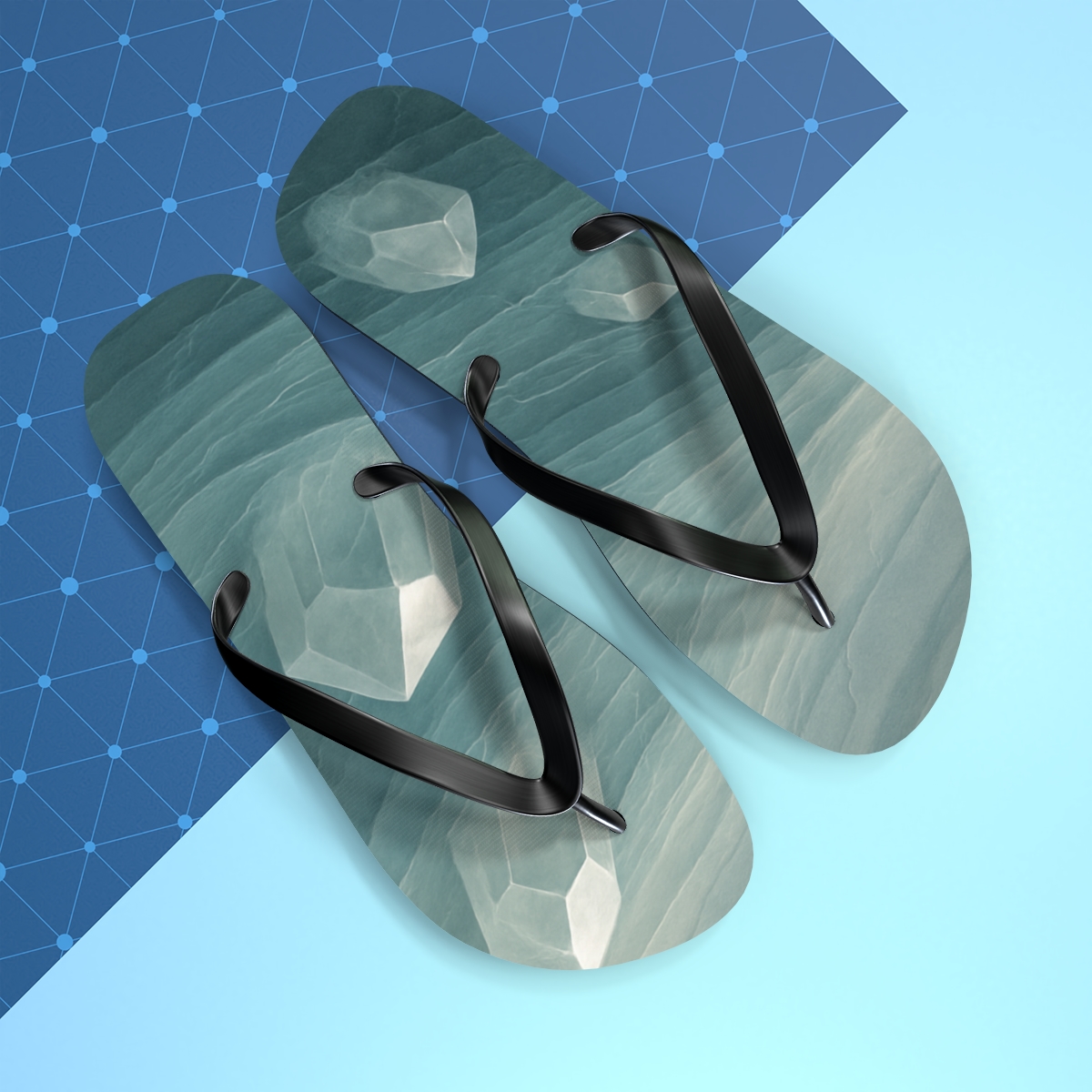 Fractured Quartz Wavefield unique graphic flip flops