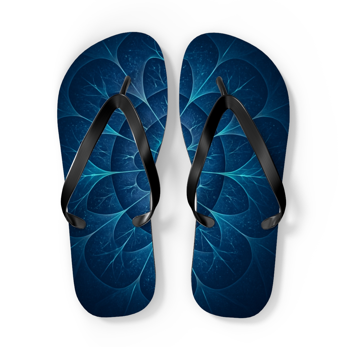 Camellia Fractal Halo Array colorful rubber flip flops