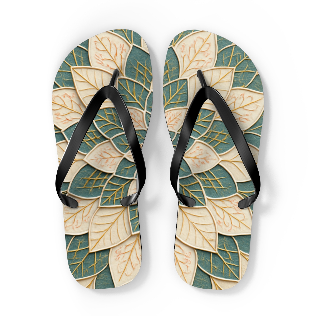 Camellia Fractal Medallion colorful rubber flip flops