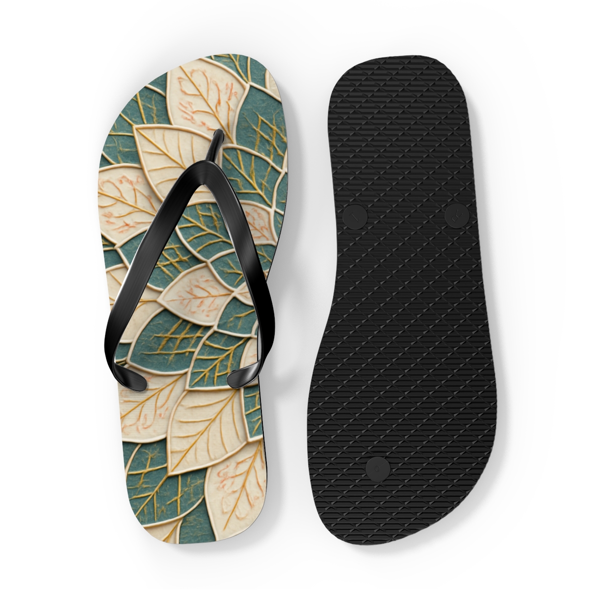 Camellia Fractal Medallion colorful rubber flip flops
