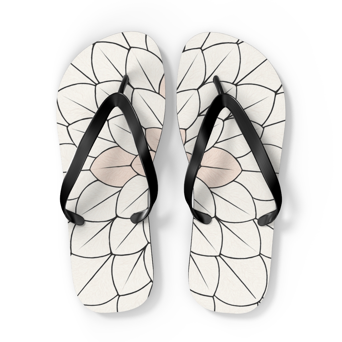 Camellia Kernel Rosette unique graphic flip flops