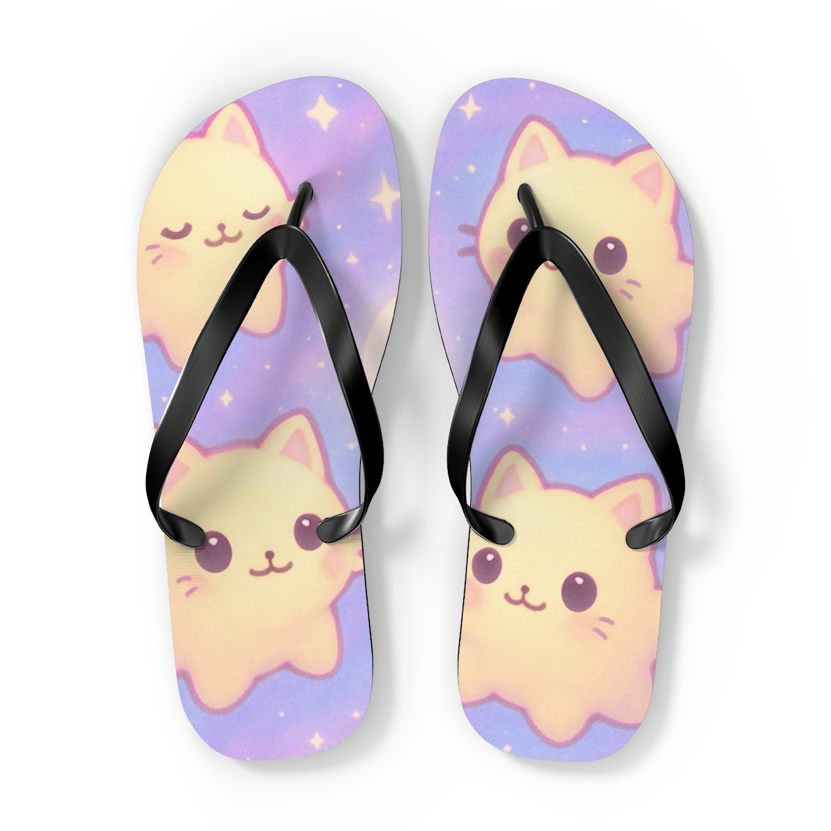 Candy Nebula Kitten Constellation custom flip flops