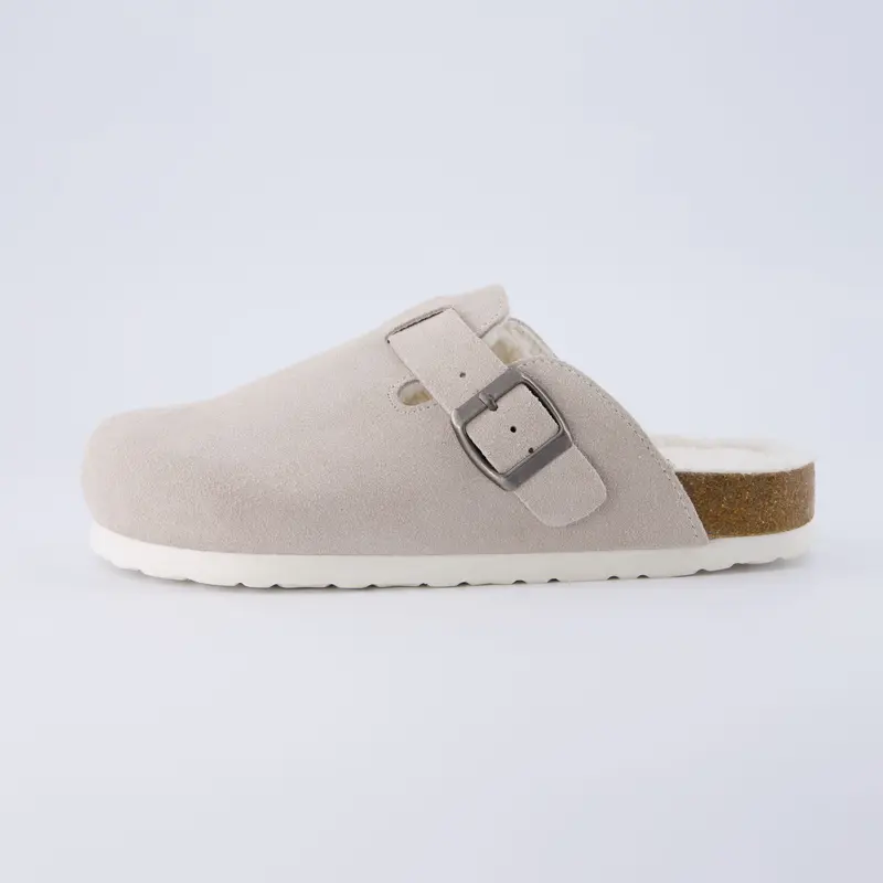 Womens Hana Genuine Suede Clog - Soft Fur Lining
