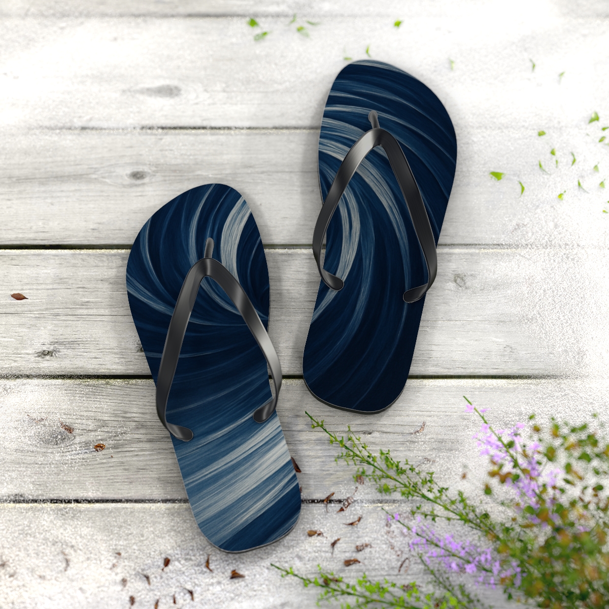 Fractal Mane Of The Wild Horse designer logo flip flops
