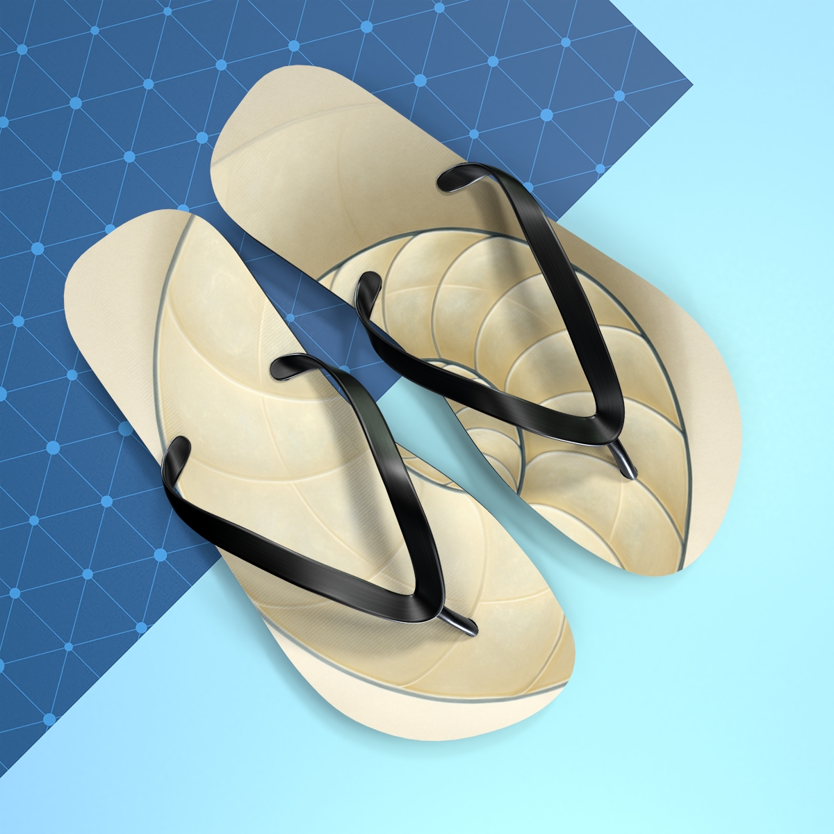 Nautilus Spiral Memory designer logo flip flops
