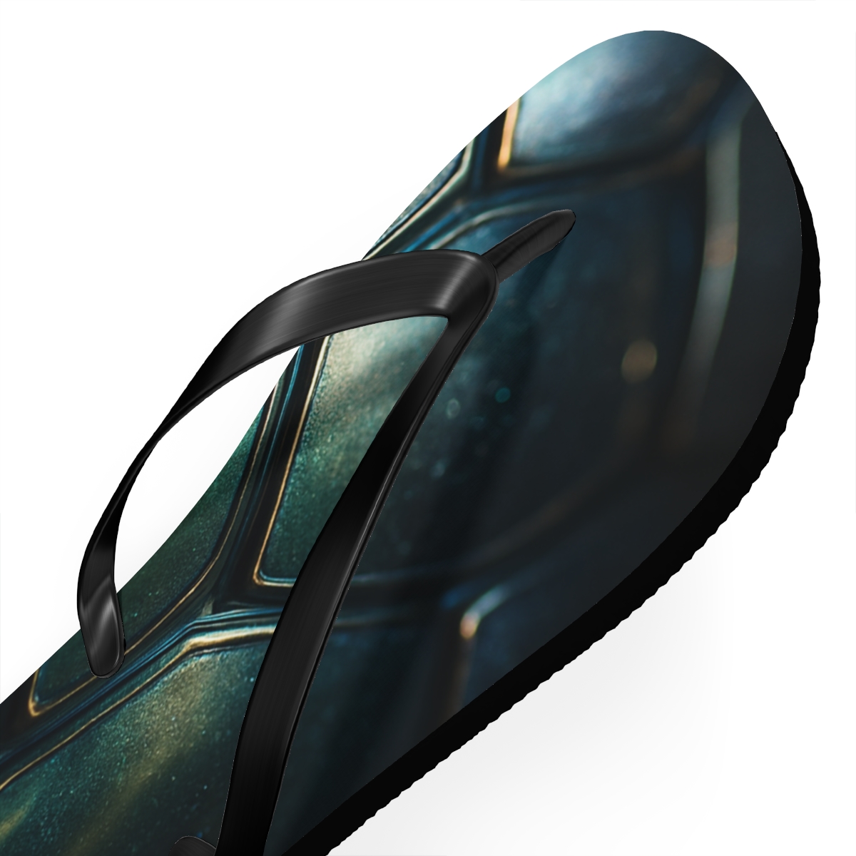 Iridescent Beetle Carapace Aurora unique graphic flip flops