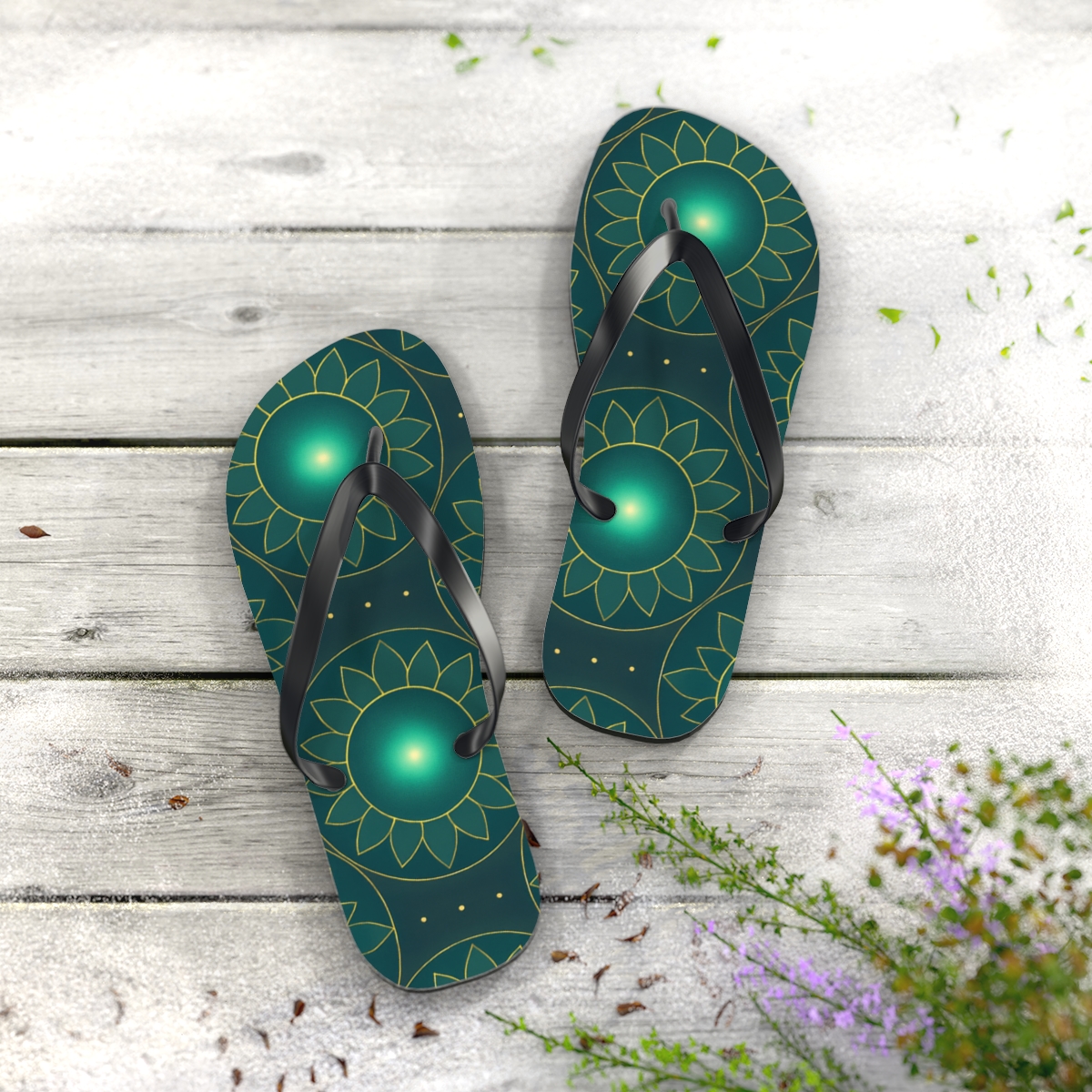 Lotus Halo Lattice colorful rubber flip flops