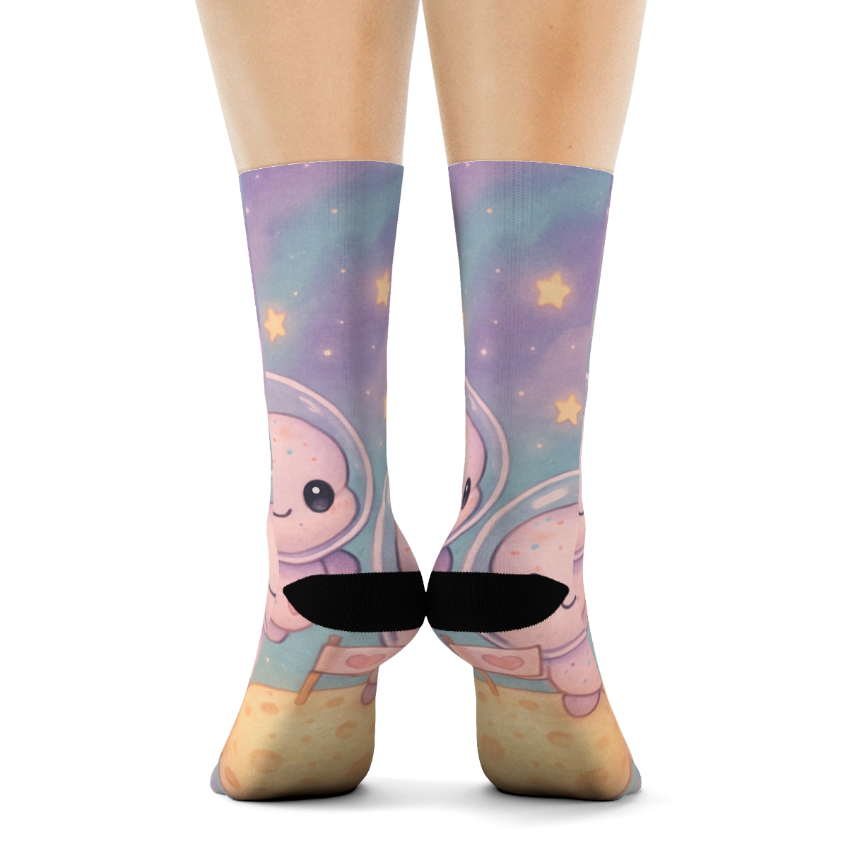 Cosmic Macaron Astronauts personalized cozy socks