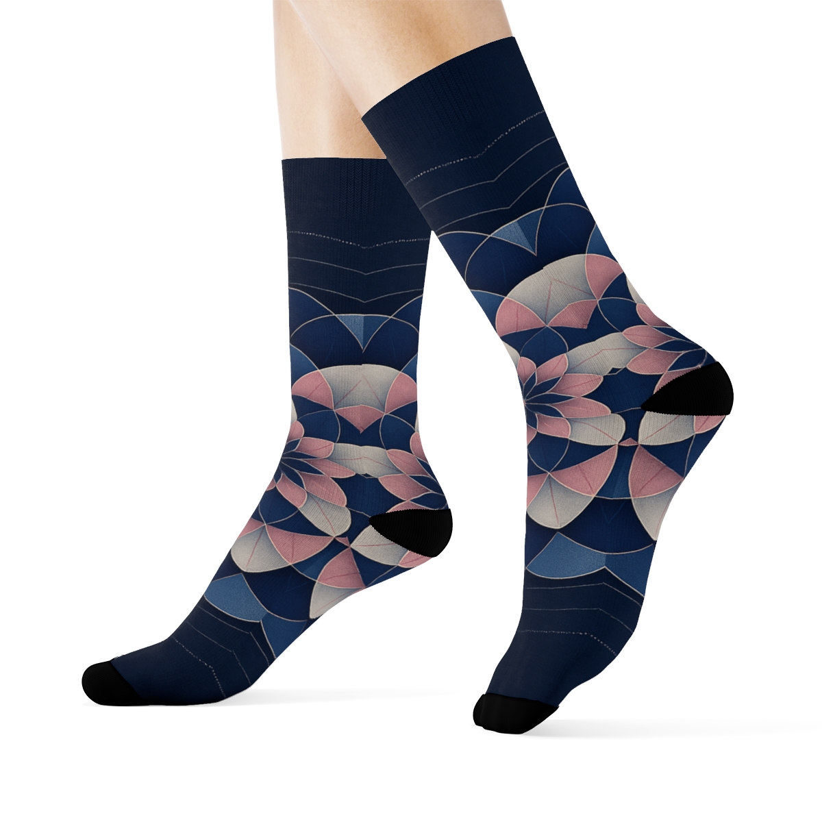 Camellia Orbit Rosette unique printed sockscustom socks