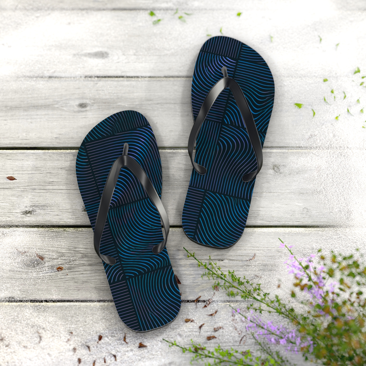 Moire Nebula Gridwarp stylish summer flip flops