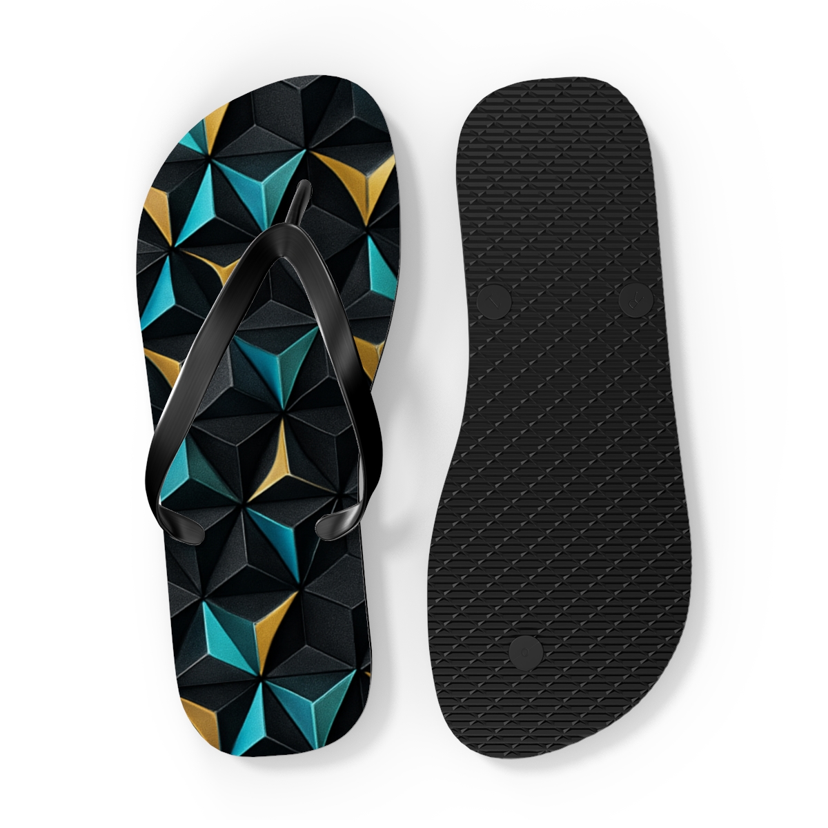 Hex Prism Bloom Grid colorful rubber flip flops