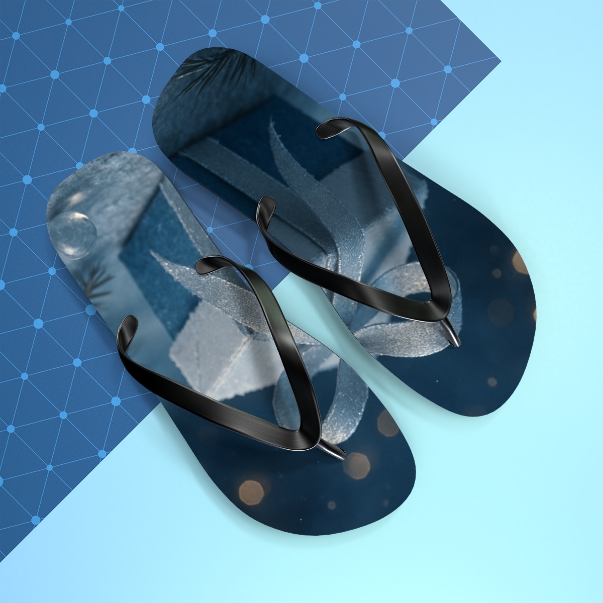 Midwinter Starlight Gift Ribbon unique graphic flip flops