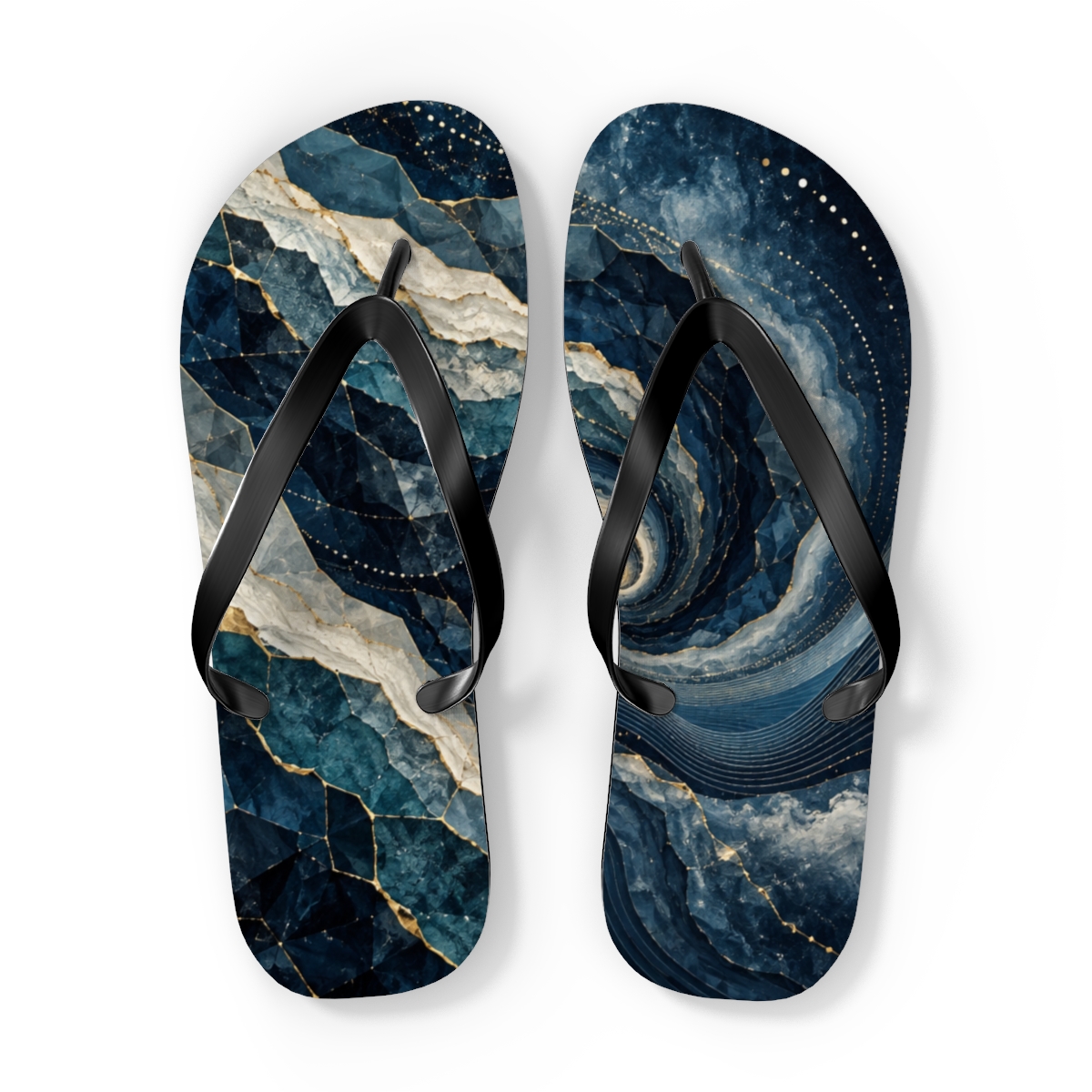 Celestial Shale Vortex Panel trendy printed flip flops [AI-99061363-86c4dd691d9e]