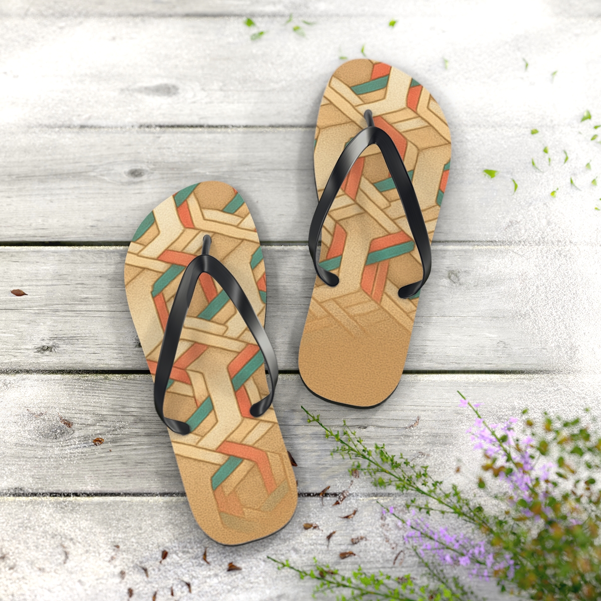 Cellular Hex Weave Gradient personalized beach flip flops