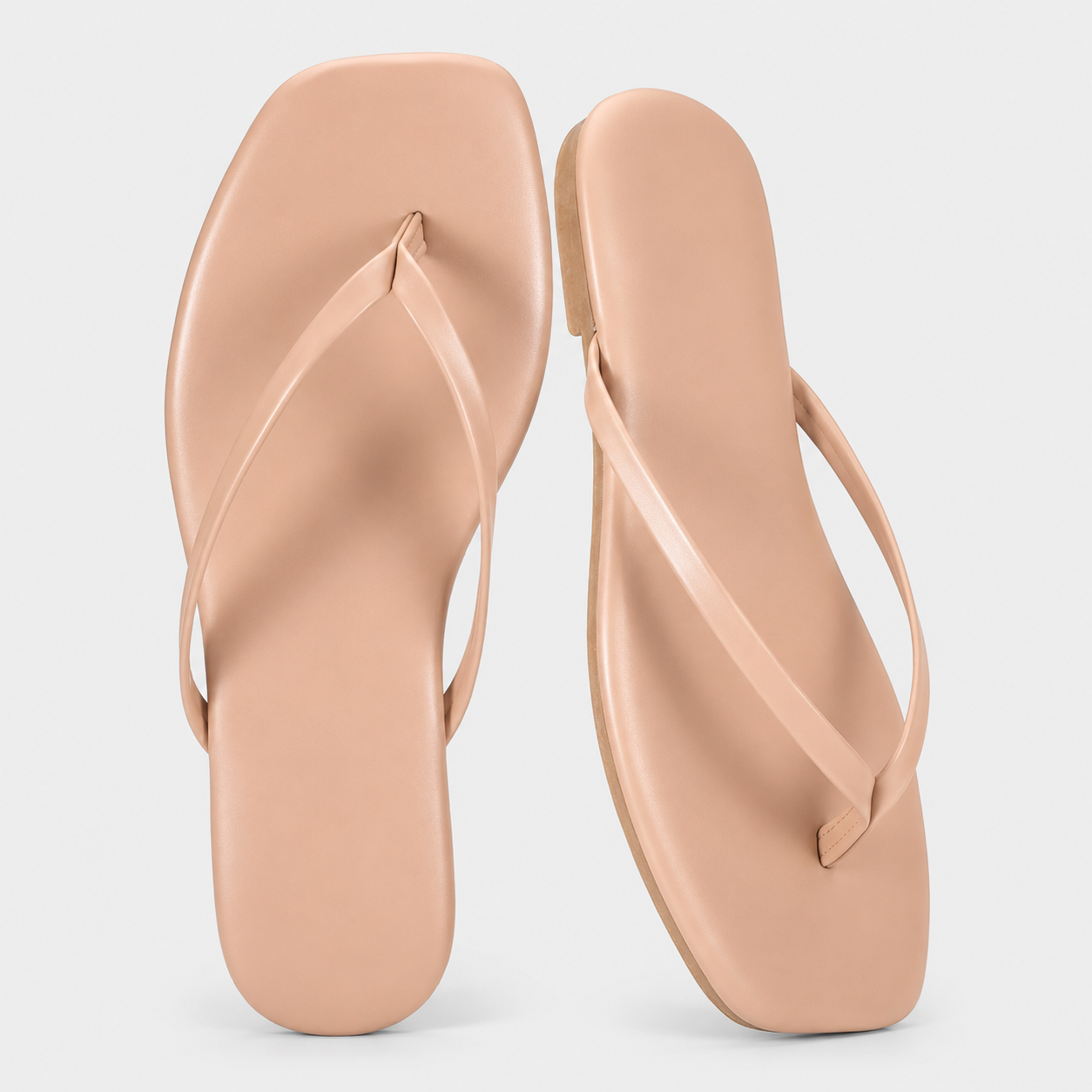 Memory Foam Vegan Leather Flip Flop Sandals For Women
