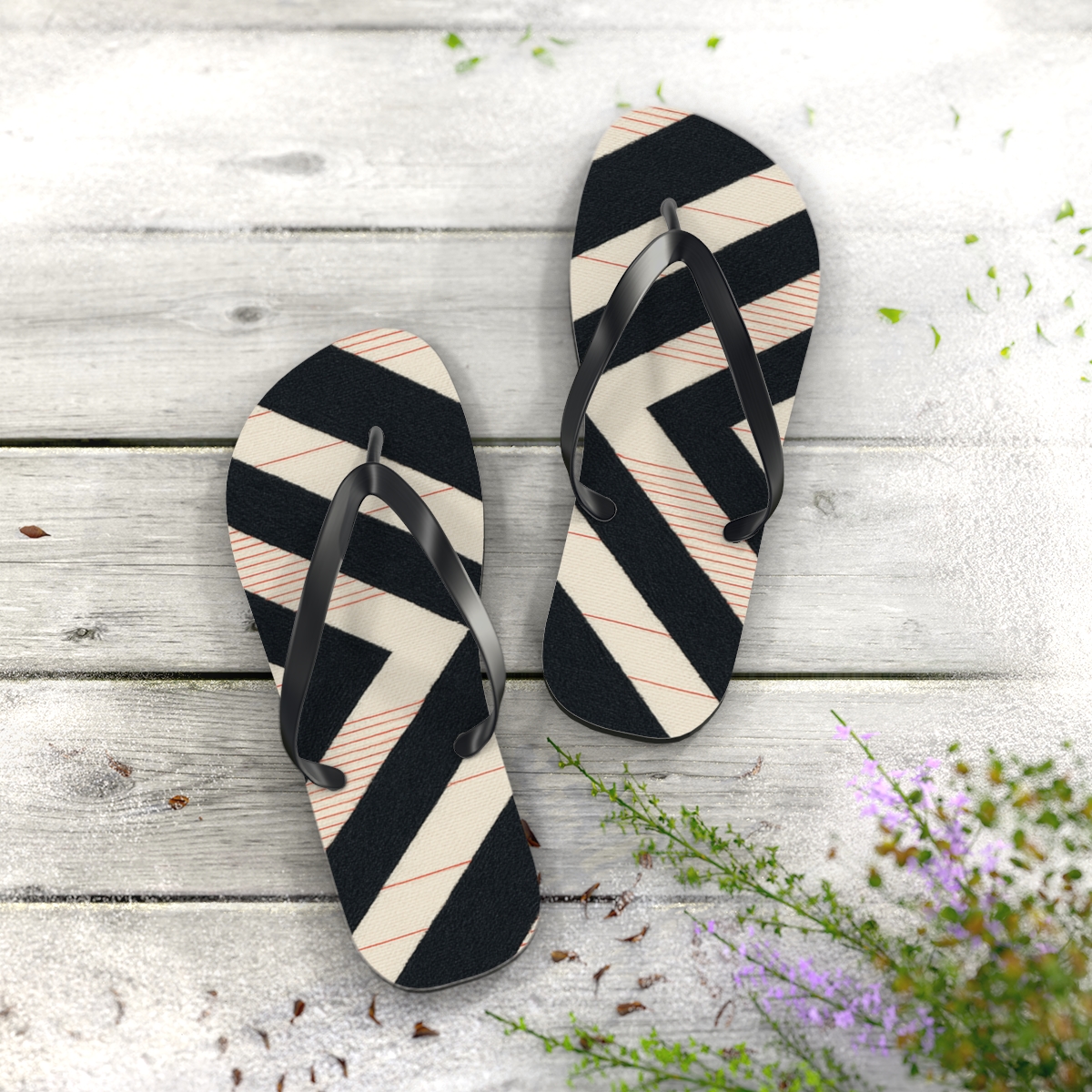 Chevron Pulse Matrix trendy printed flip flops