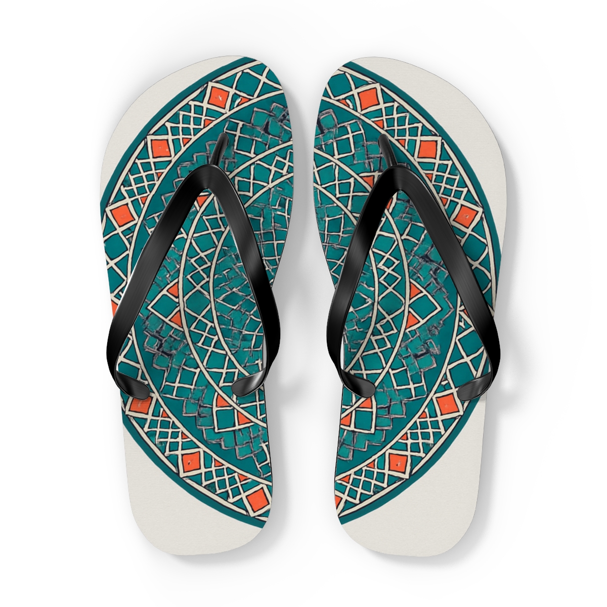 Chromatic Lattice Rosette colorful rubber flip flops