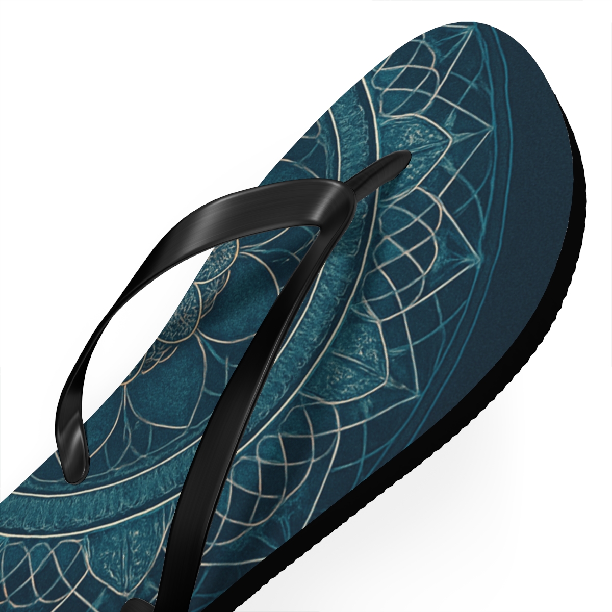 Chromatic Orbit Filigree Mandala personalized beach flip flops