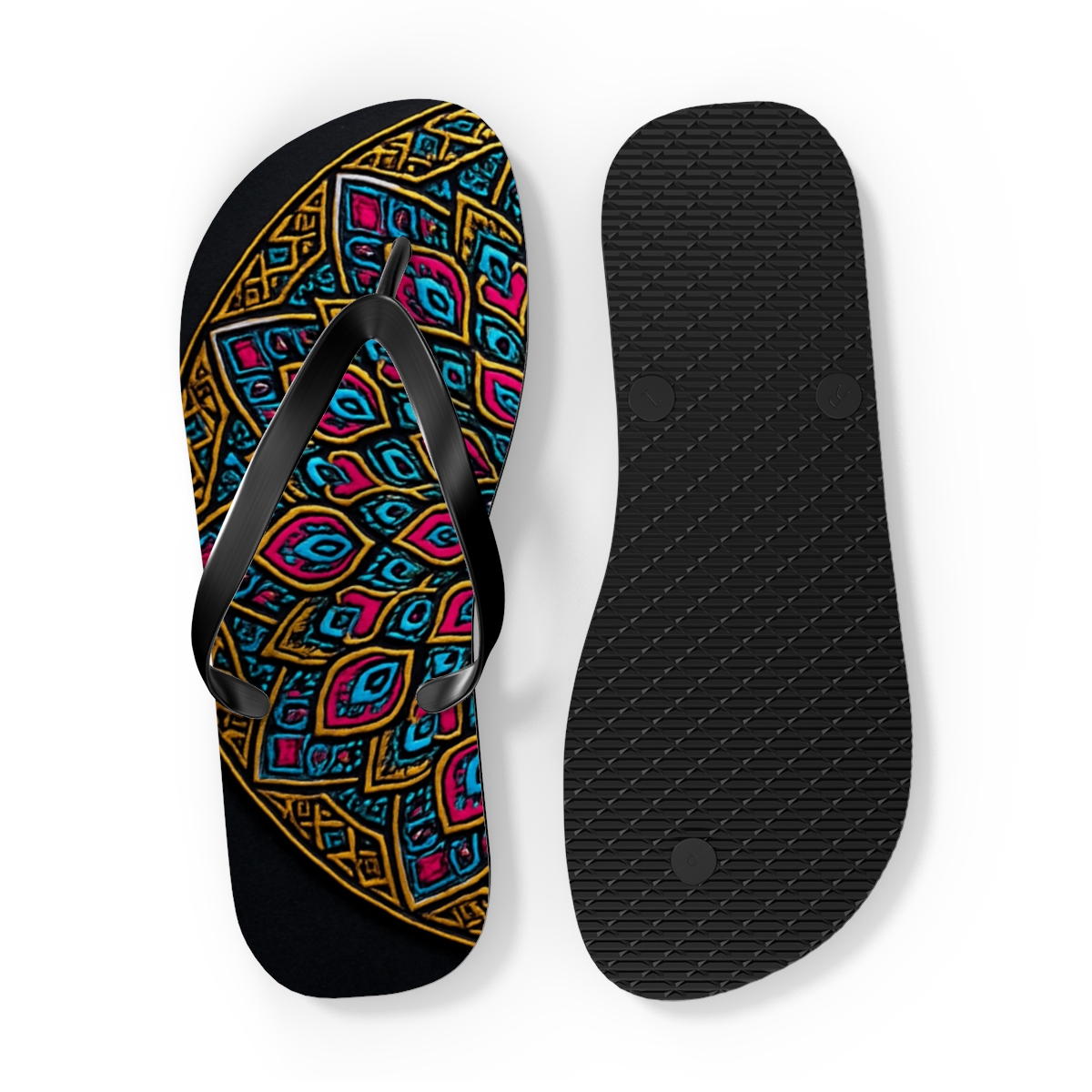 Chromatic Radial Filigree colorful rubber flip flops