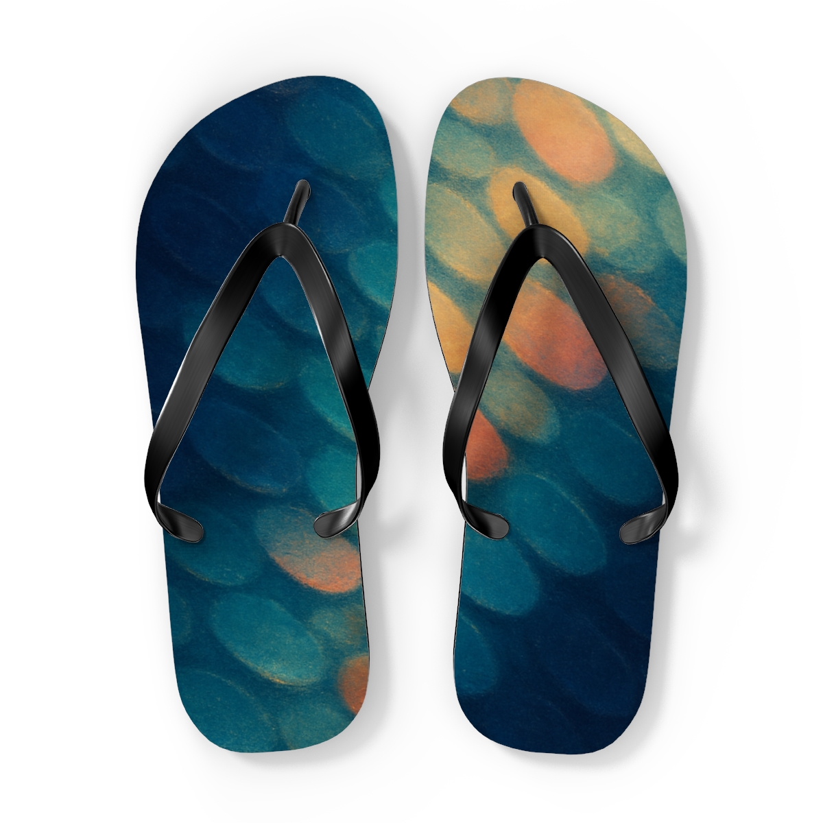 Chromatophore Mirage Drift colorful rubber flip flops