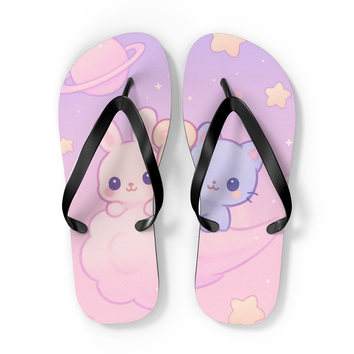 Comet Cotton Candy Critters designer logo flip flops
