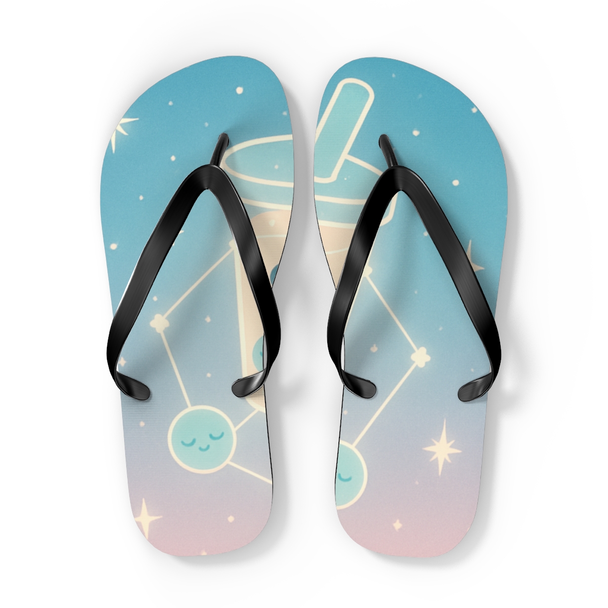 Cosmic Bubble Tea Constellation comfortable casual flip flops