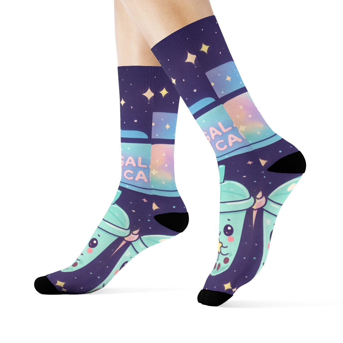 Cosmic Bubble Tea Critters comfortable cotton socks