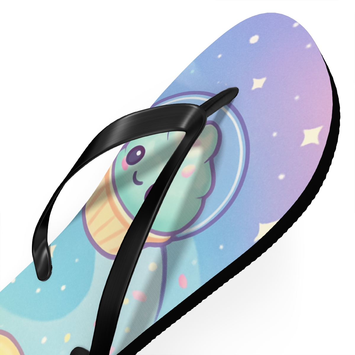 Cosmic Cupcake Comet Parade colorful rubber flip flops