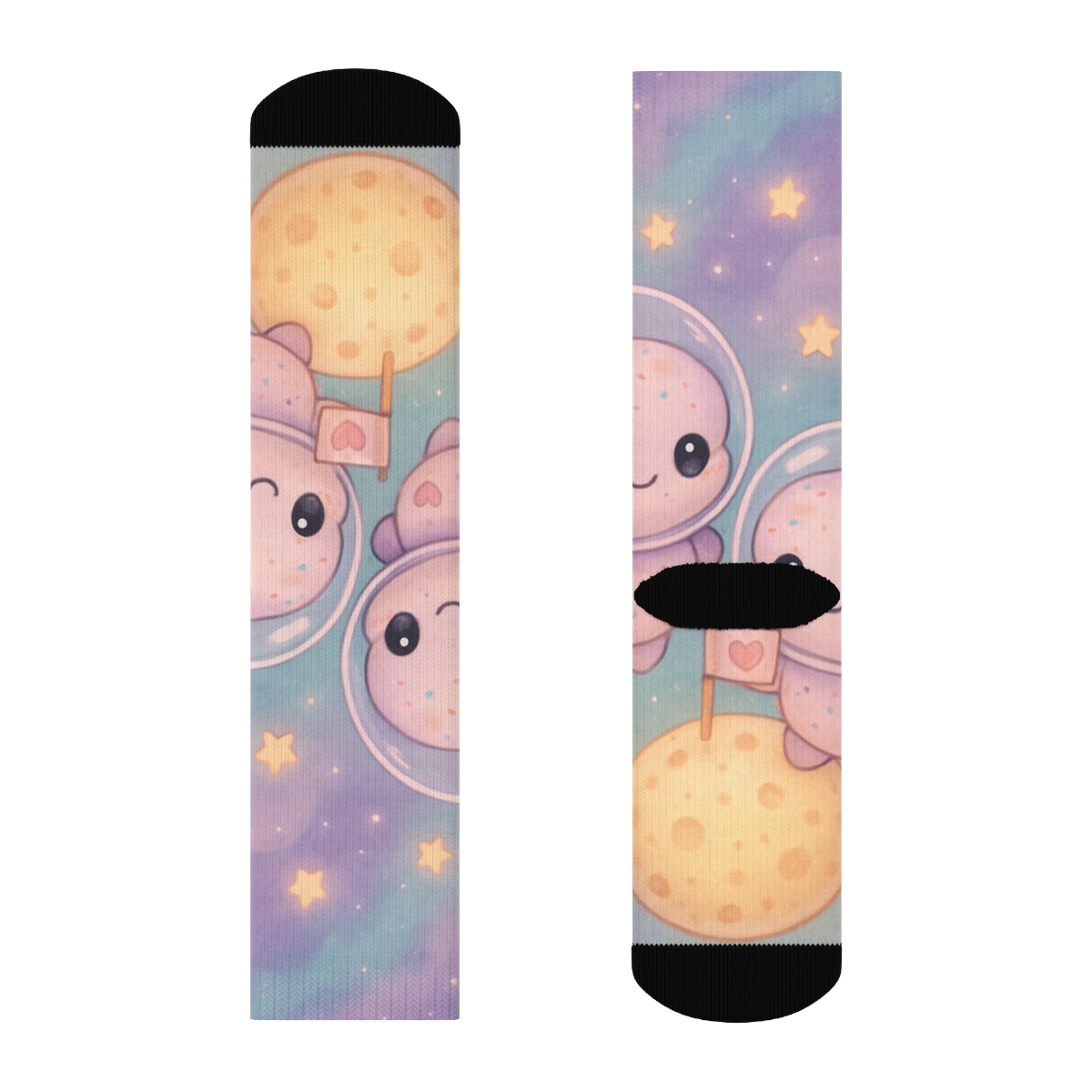 Cosmic Macaron Astronauts personalized cozy socks
