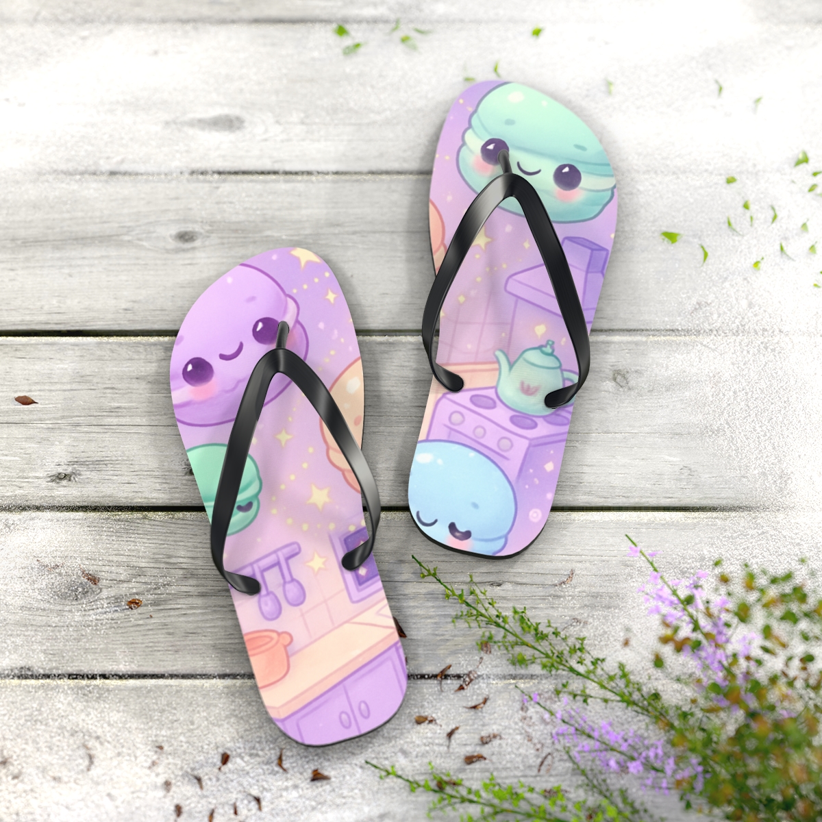Cosmic Macaron Constellation soft sole flip flops