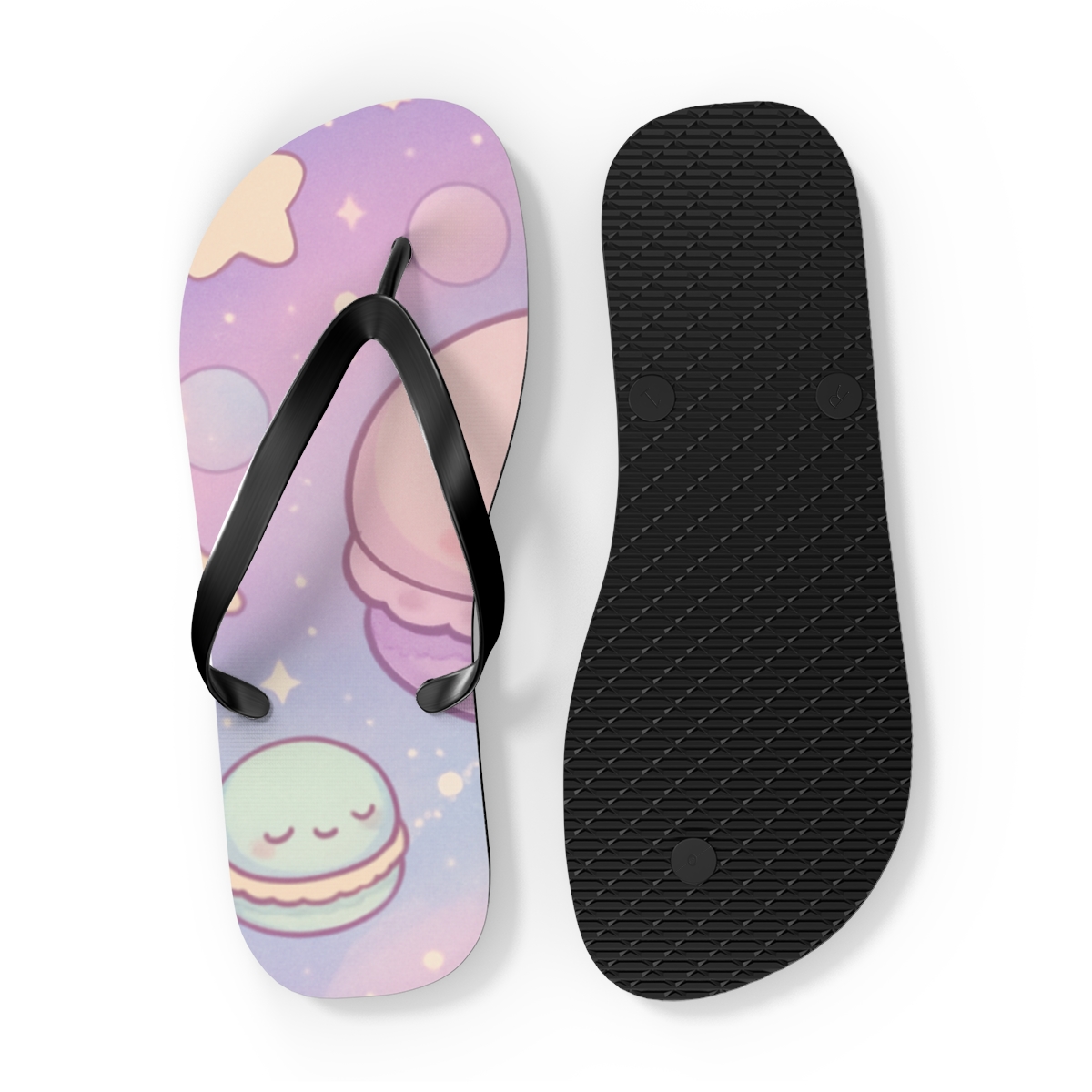 Cosmic Macaron Meteors custom flip flops