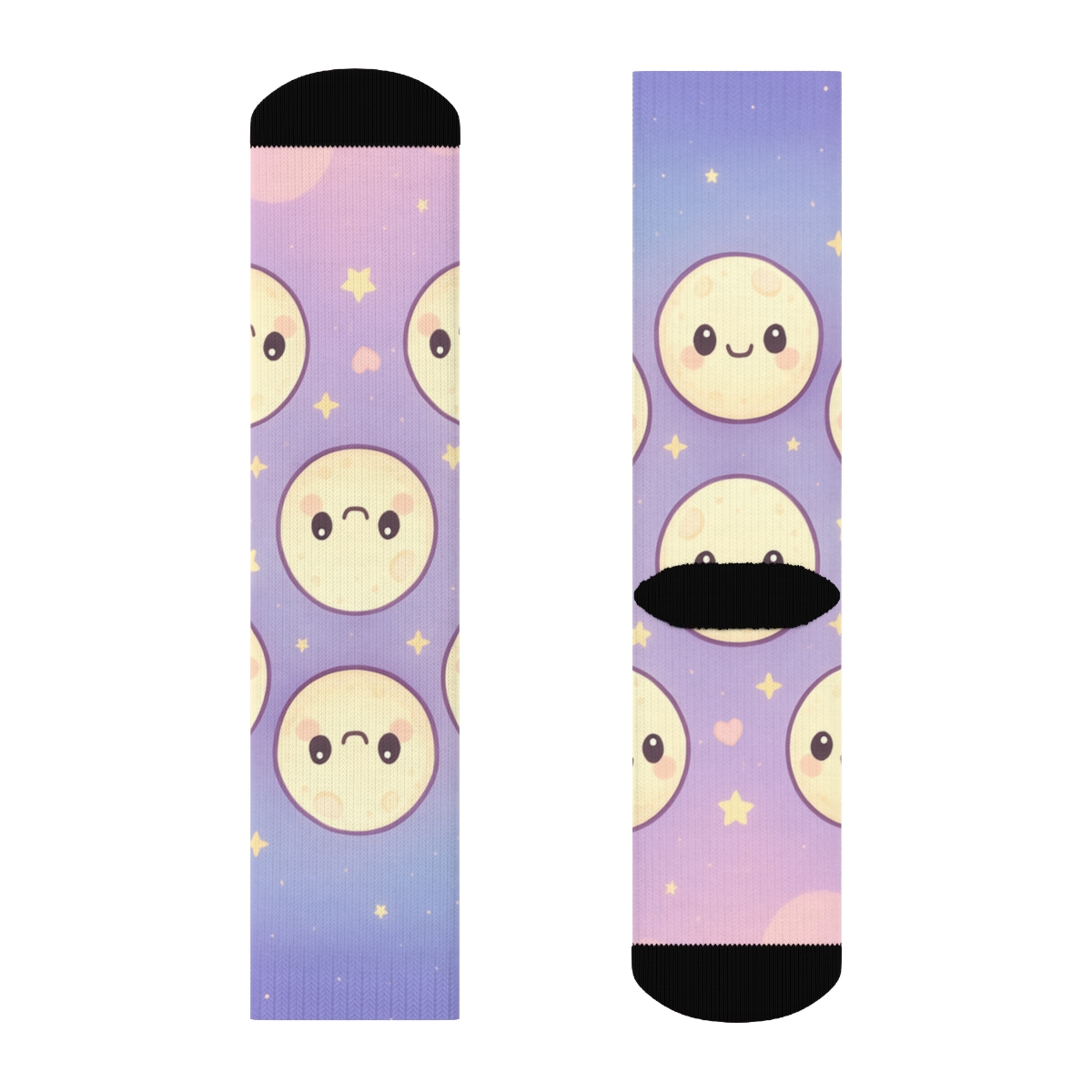 Cosmic Marshmallow Moon Pals unique printed sockscustom socks