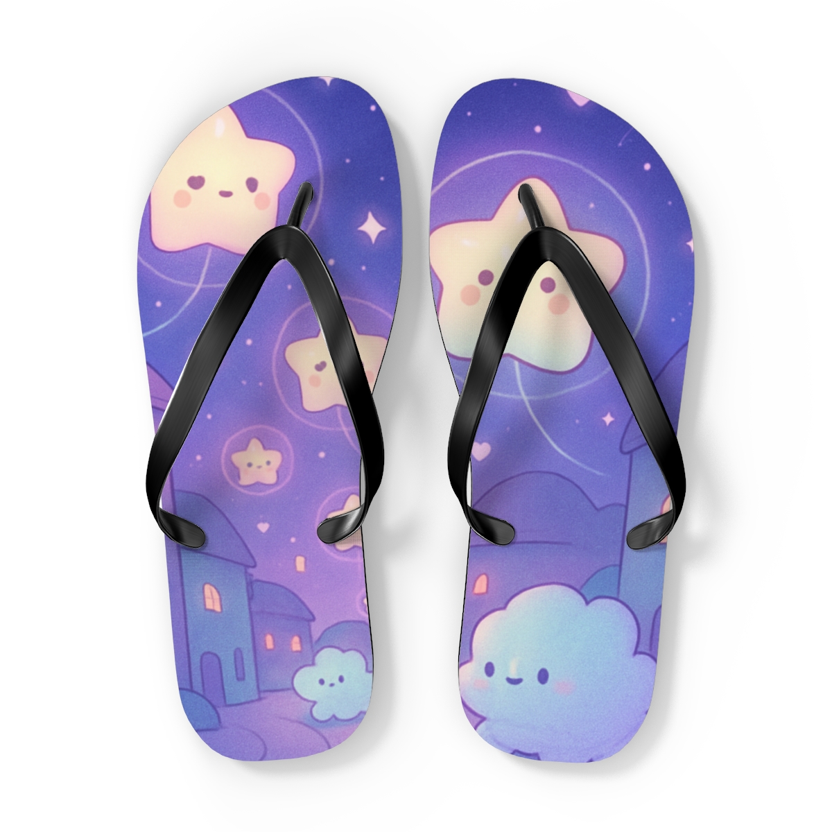 Cosmic Mochi Lantern Parade trendy printed flip flops
