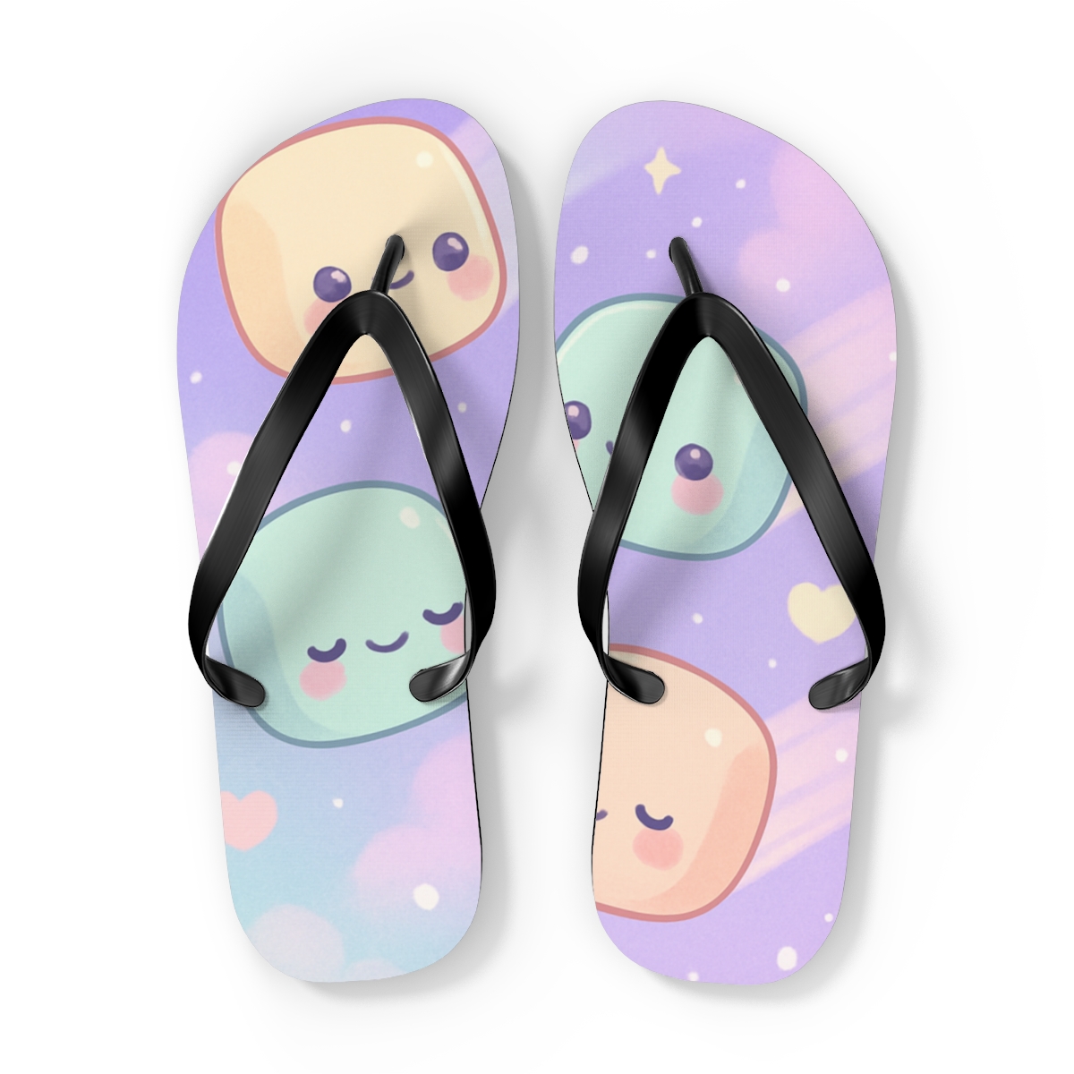 Cosmic Mochi Meteors colorful rubber flip flops