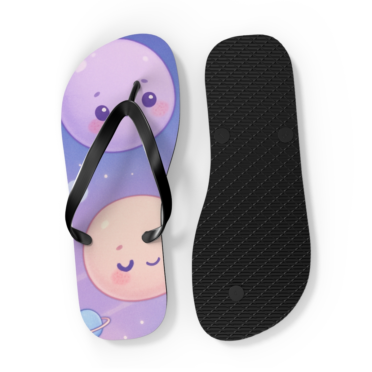 Cosmic Mochi Planet Pals colorful rubber flip flops