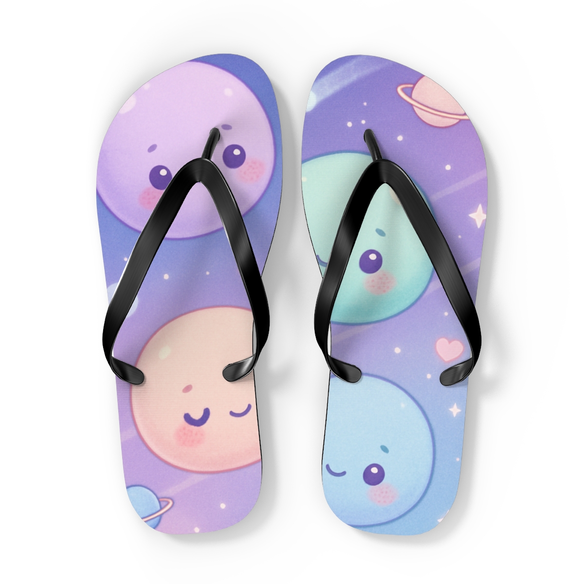 Cosmic Mochi Planet Pals colorful rubber flip flops