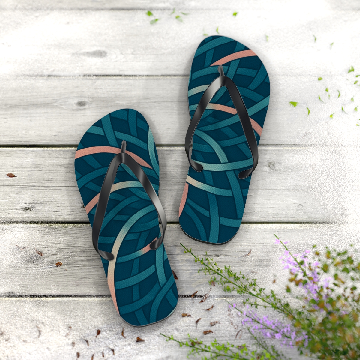 Cosmic Petal Interlace comfortable casual flip flops