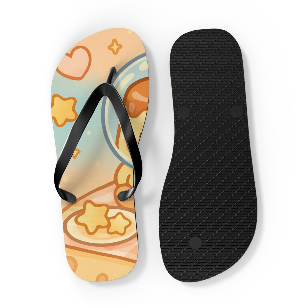 Cosmic Pudding Astronaut Picnic stylish summer flip flops