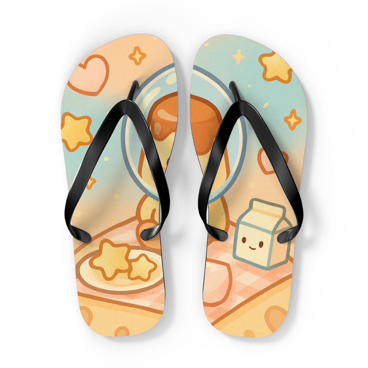 Cosmic Pudding Astronaut Picnic stylish summer flip flops