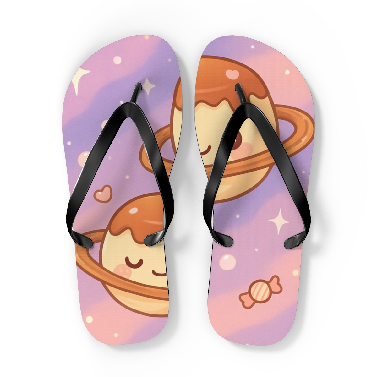 Cosmic Pudding Planet Pals trendy printed flip flops