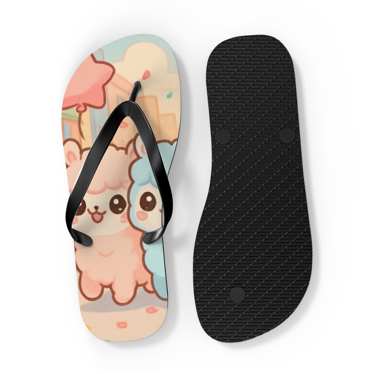 Cotton Candy Alpaca Parade custom flip flops