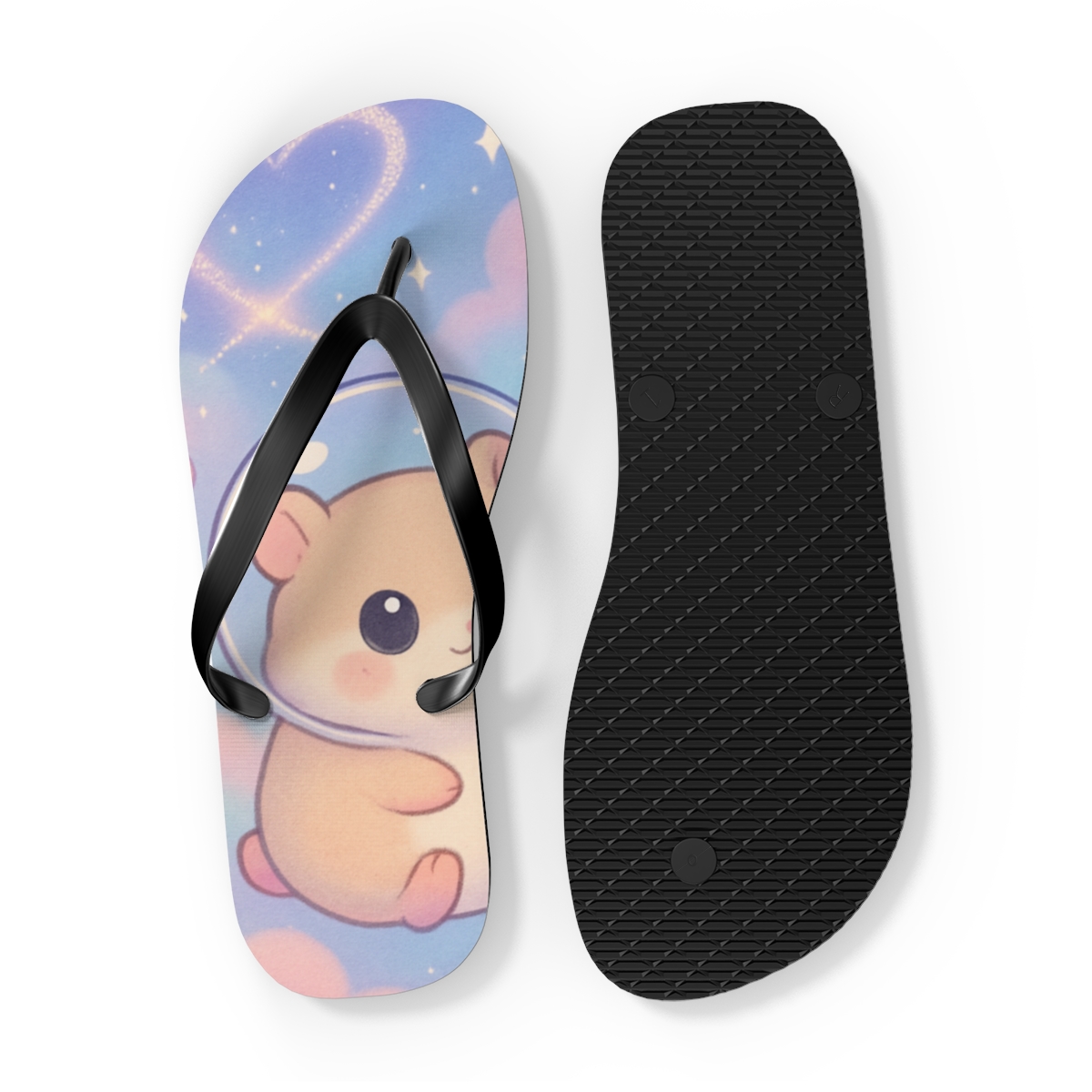 Cotton Candy Comet Hamsters personalized beach flip flops