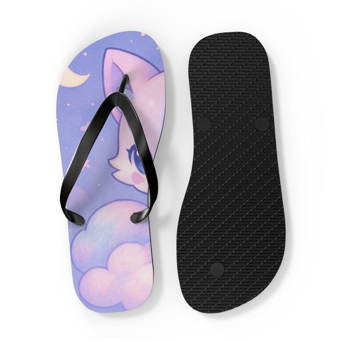 Cotton Candy Fox Dreams designer logo flip flops