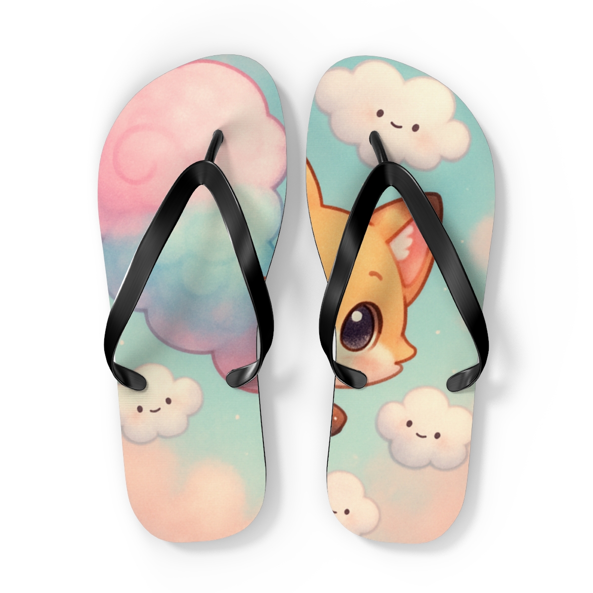 Cotton Candy Fox Float stylish summer flip flops