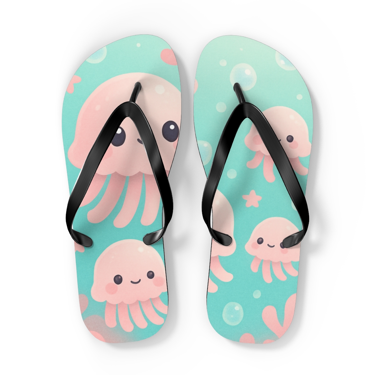 Cotton Candy Jellyfish Parade trendy printed flip flops