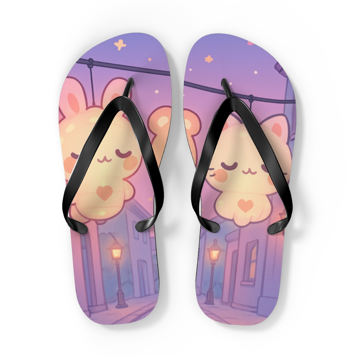 Cotton Candy Lantern Parade designer logo flip flops